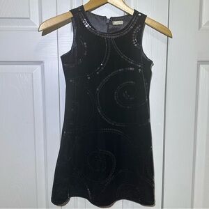 Children's Place Girls Black Velour Sleeveless Dress w/Sequence Swirls, Size 5/6